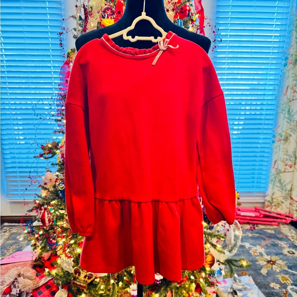 Mini Boden Red sweatshirt dress EUC size 9-10